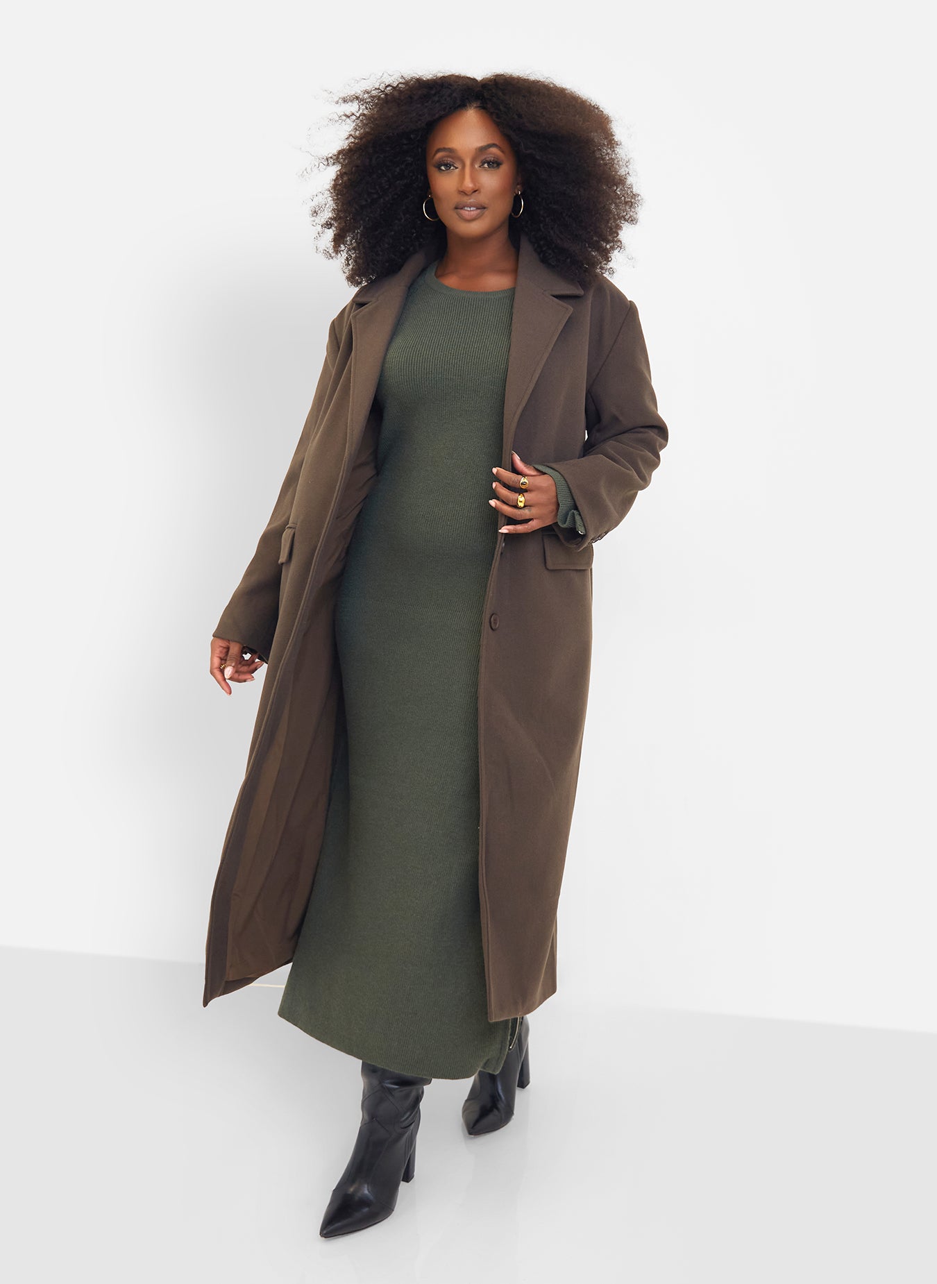Dolce Double Breasted Coat - Brown
