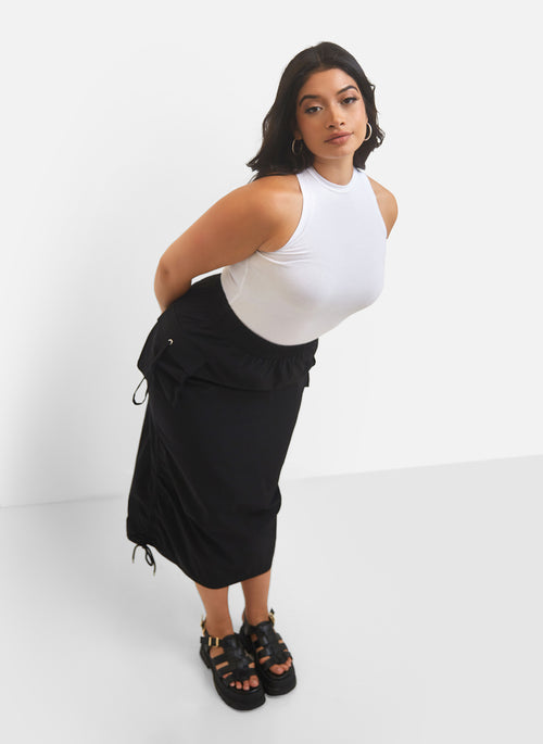 Essential High Neck Tank Top - White