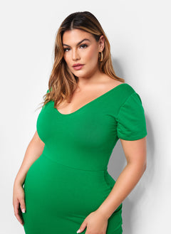 Essential Over The Shoulder Maxi Bodycon Dress - Green