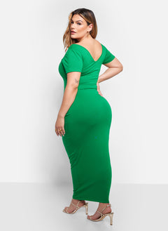 Essential Over The Shoulder Maxi Bodycon Dress - Green