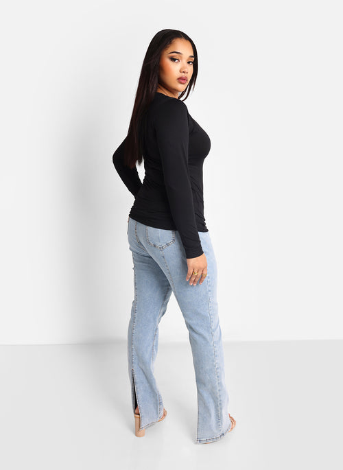 Essential V Neck Top - Black