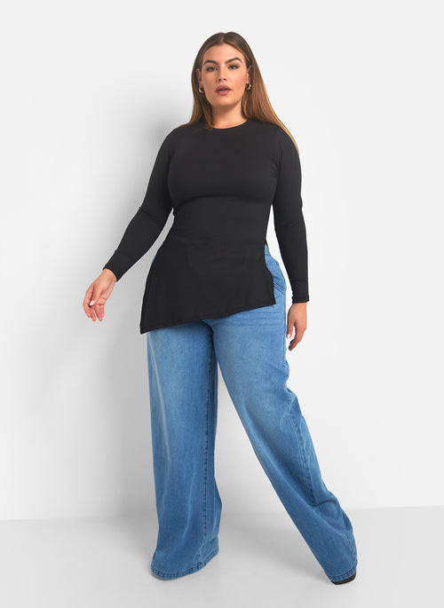 Gotta Have It Ribbed Side Slit Top