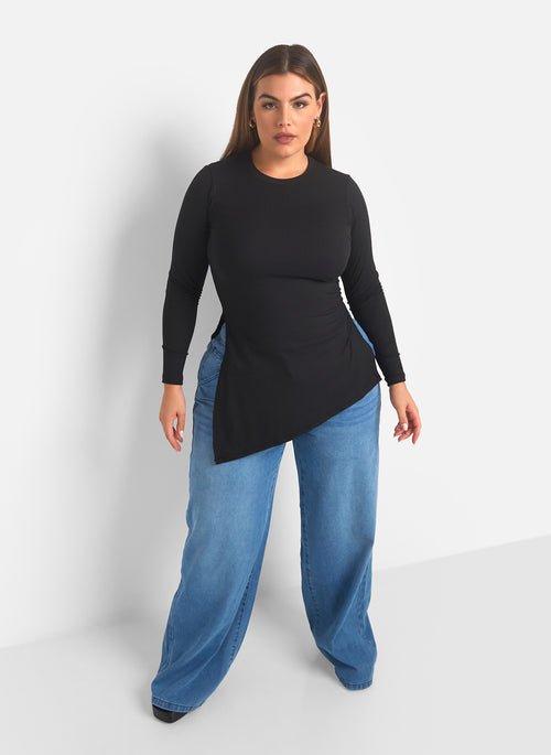 Gotta Have It Ribbed Side Slit Top