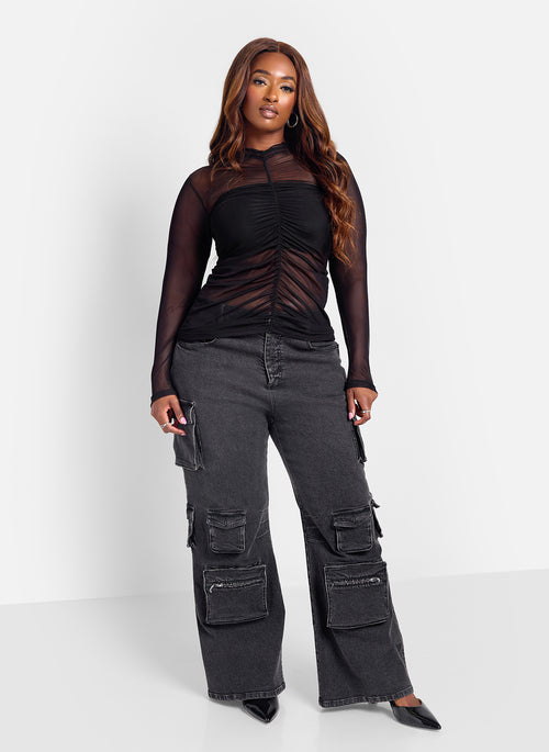 Gianna Ruched Mesh Top