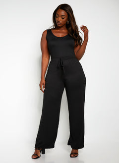 Girls Day Tie Front Tank Jumpsuit - Black