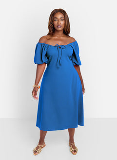 Have It All Peasant Top A-Line Midi Dress