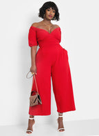Hiding Something Peasant Top Wide Leg Jumpsuits w. Pockets