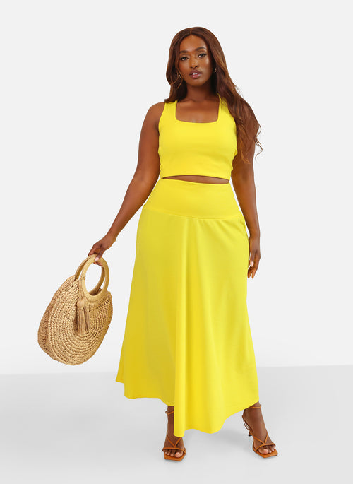 High Shine Squared Neck Ponte Crop Top