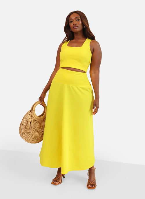 High Shine Squared Neck Ponte Crop Top
