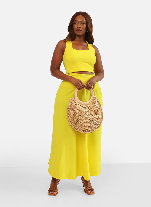 High Shine Squared Neck Ponte Crop Top