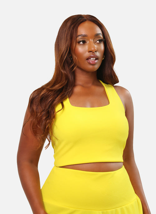 High Shine Squared Neck Ponte Crop Top