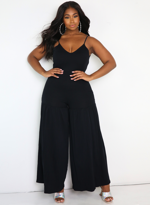 Infamous Flutter Thigh Wide Leg Jumpsuit