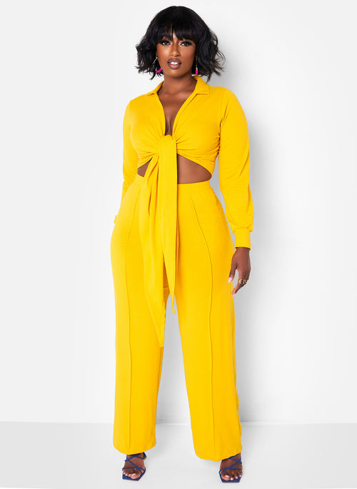 It's A Vibe Tie Front Crop Top