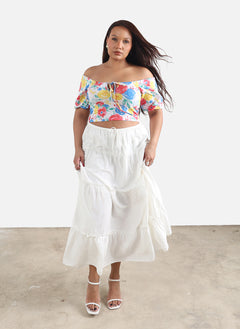 Jasmine Floral Over The Shoulder Crop Top