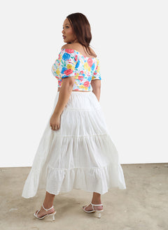 Jasmine Floral Over The Shoulder Crop Top