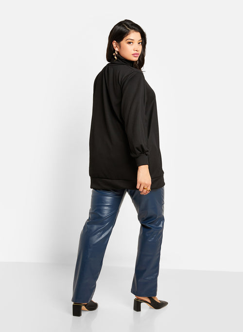 Jules Ribbed Turtleneck Oversized Sweater - Black