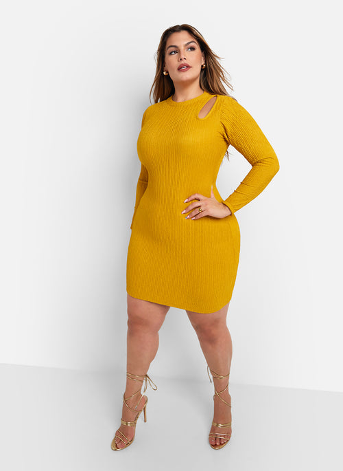 Kit Textured Keyhole Mini Bodycon Dress