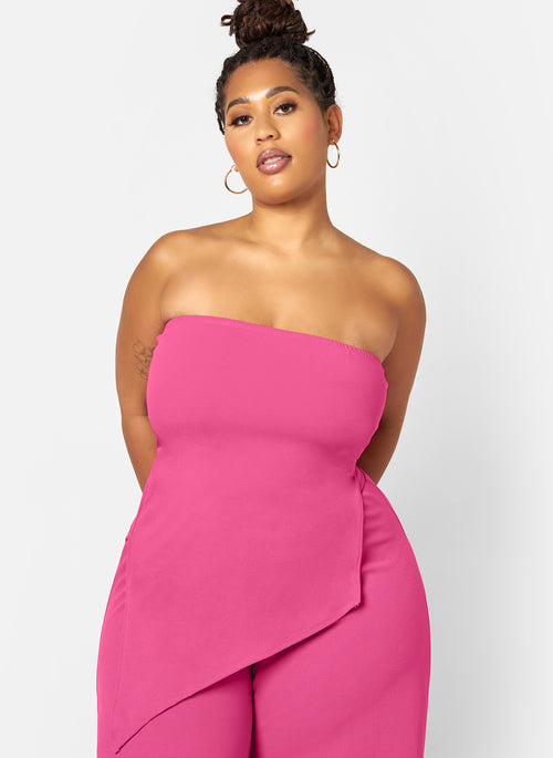 Layla Assymetrical Scuba Top - Pink