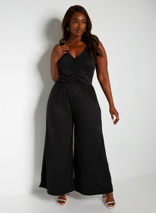 Long Walk Ruched Wide Leg Jumpsuit