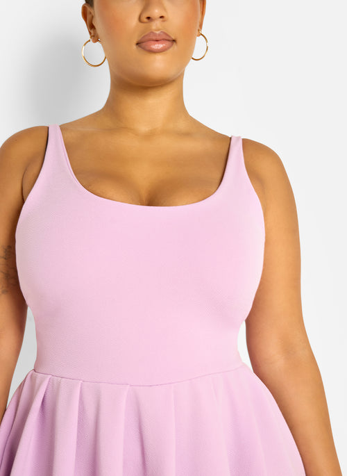 Martie Pleated Skater Mini Dress - Lilac