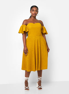 Earned It Textured Skater Midi Dress