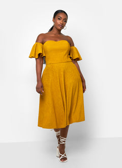 Earned It Textured Skater Midi Dress