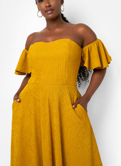 Earned It Textured Skater Midi Dress