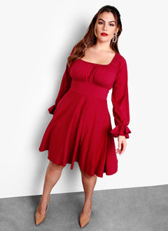 Night To Remember Skater Knee-Length Dress - Burgundy
