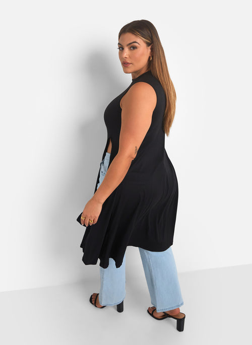 Not Over Me Double Slit Longline Top