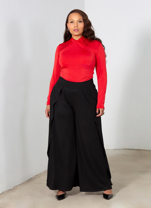 Lexi Ruffled Wide Leg Trousers w. Pockets