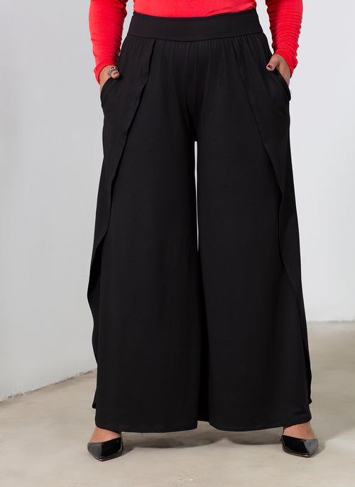 Lexi Ruffled Wide Leg Trousers w. Pockets