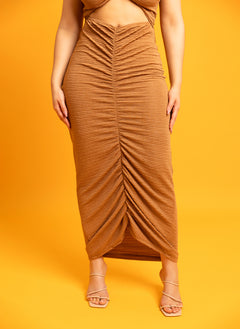 Jacqueline Ruched Over The Shoulder Textured Maxi Dress