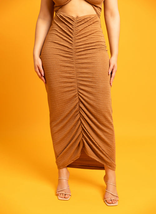 Jacqueline Ruched Over The Shoulder Textured Maxi Dress