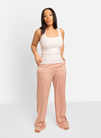 Essential Ribbed Squared Neck Tank - White