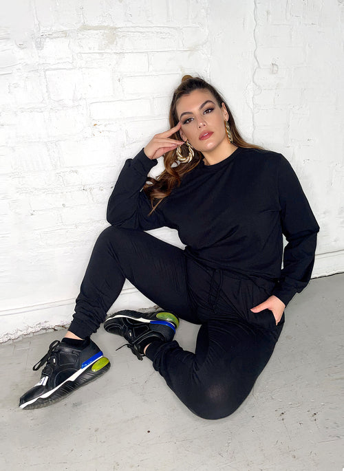 Relaxed Fit Joggers Set - Black