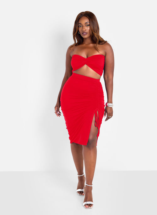 Jaycie Sweetheat Bandeu Top - Red