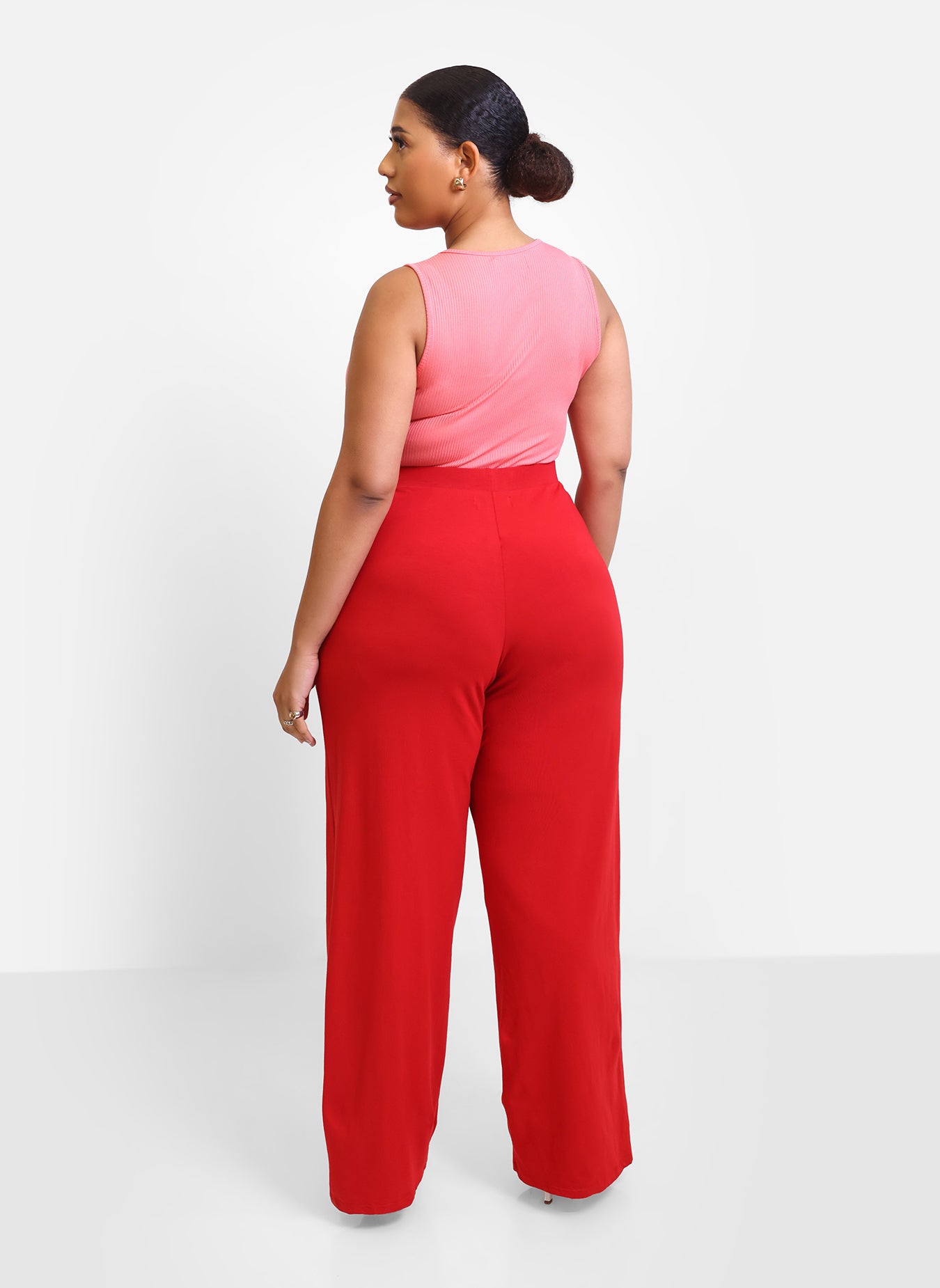 Essential Pleated Cotton Pants - Red