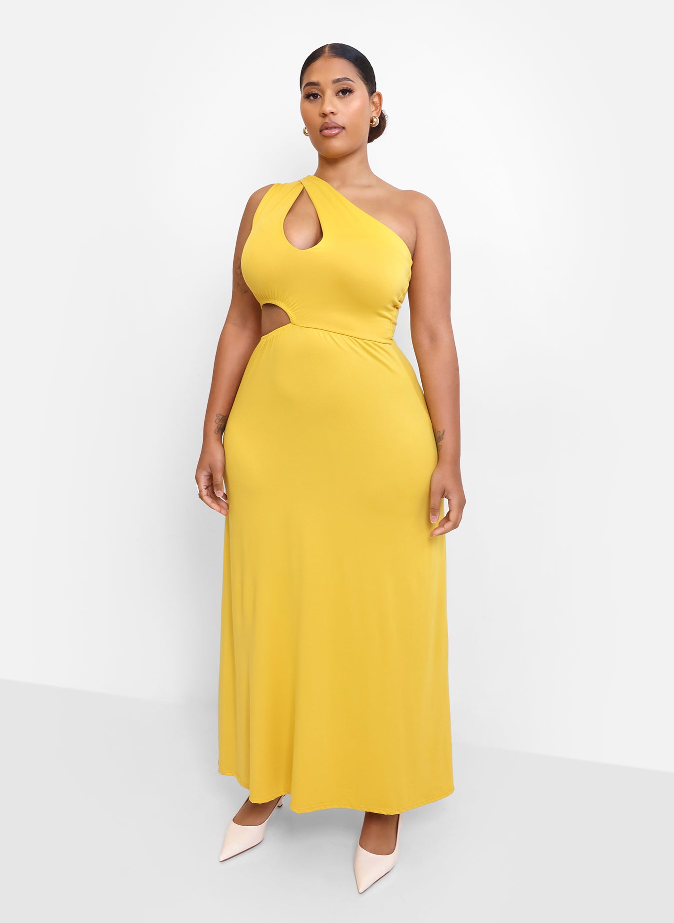 Say More Cut Out A Line Maxi Dress - Yellow
