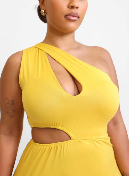 Say More Cut Out A Line Maxi Dress - Mustard
