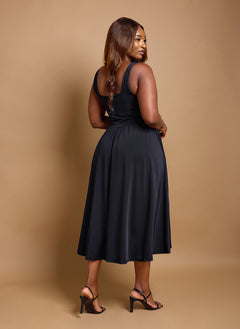 Lillian Asymmetrical Waist Skater Midi Dress