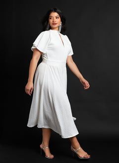 Rori Textured Keyhole Midi A Line Dress