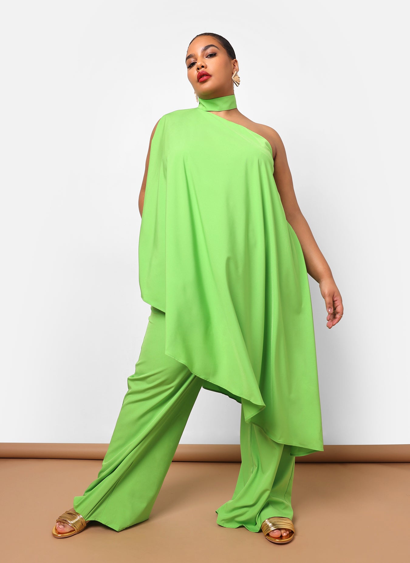 Sedona Halter Asymmetrical Longline Top - Neon Green