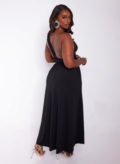 Selene Multiway Maxi Skater Dress W. Pockets - Black