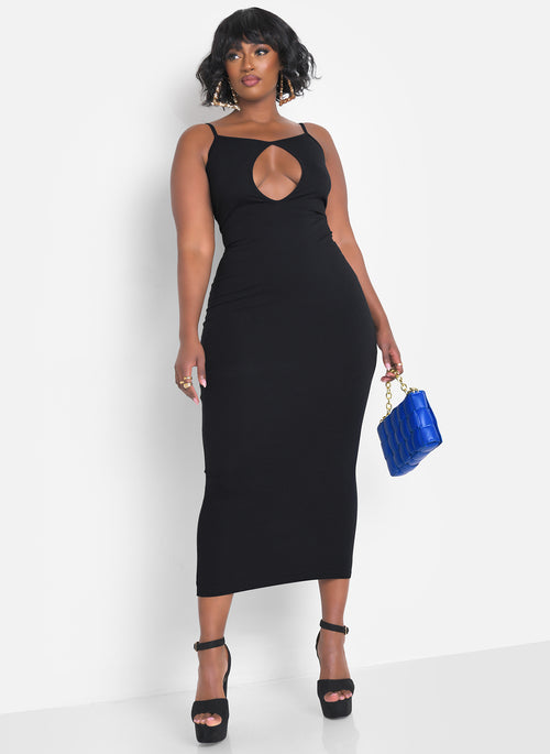 Should I Ask Keyhole Strappy Bodycon Maxi Dress