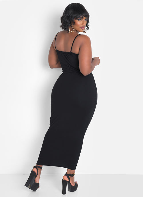 Should I Ask Keyhole Strappy Bodycon Maxi Dress
