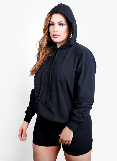 Sport Mode Hooded Sweatshirt & Shorts Set