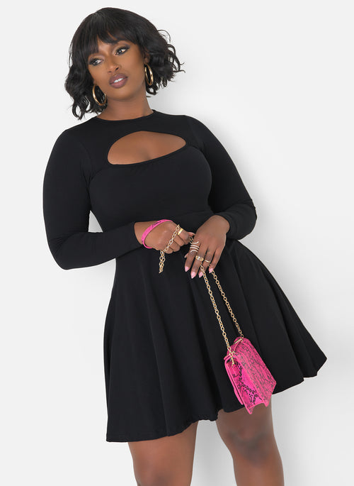 Sweetheart Long Sleeve Skater Mini Dress