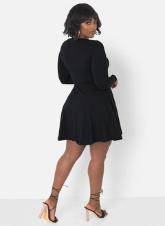 Sweetheart Long Sleeve Skater Mini Dress