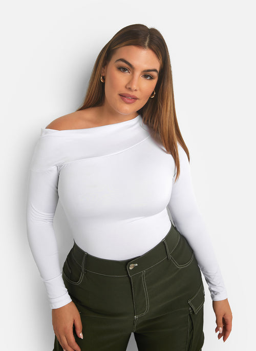 The Nominee Asymmetrical Neckline Bodysuit