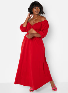 Want It All Twist Front Cut Out Maxi A Line Dress